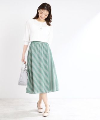 夏SALE／手洗い可】ストライプ柄シアースカート