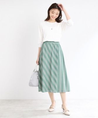 夏SALE／手洗い可】ストライプ柄シアースカート