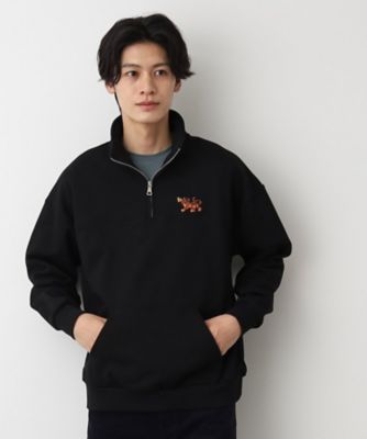 【洗える】トラ柄刺繍ハーフジップスウェット（２００２３７９３０９）