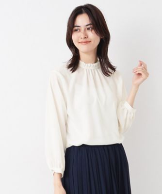 入卒／セレモニー／洗える】フリルネックブラウス