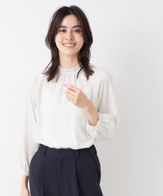入卒／セレモニー／洗える】フリルネックブラウス