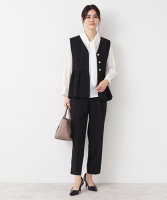 美品　シップス セレモニー　セットアップパールモチーフブラウス　ネイビー36 美品 シップス セレモニー セットアップパールモチーフブラウス