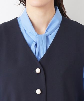 美品　シップス セレモニー　セットアップパールモチーフブラウス　ネイビー36 美品 シップス セレモニー セットアップパールモチーフブラウス