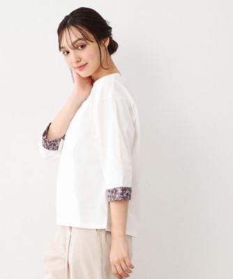 ＜LAURA ASHLEY＞【洗える／コットン１００％／同柄アイテムあり】アマイア　ディッツィー柄袖見返しプルオーバー（２００２３８３７５２）