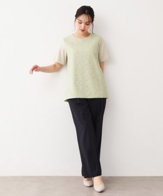 【人気デザインがアップデート！洗える】身頃レースＴシャツ（２００２３８３７５４）