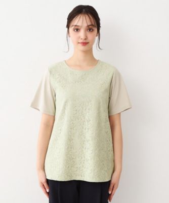 【人気デザインがアップデート！洗える】身頃レースＴシャツ（２００２３８３７５４）