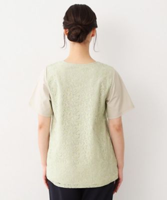 【人気デザインがアップデート！洗える】身頃レースＴシャツ（２００２３８３７５４）