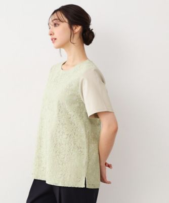 【人気デザインがアップデート！洗える】身頃レースＴシャツ（２００２３８３７５４）
