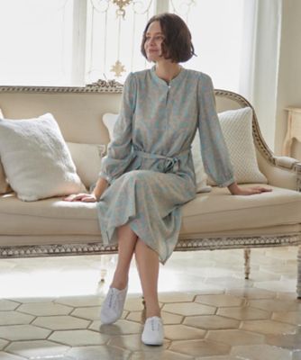 ＜LAURA ASHLEY＞【ウエストリボン付き】ナンテール柄　シフォンワンピース（２００２３８３７６２）