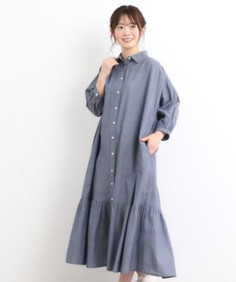 ＜LAURA ASHLEY＞【コットン１００％／羽織に使える／シャンブレー】シャツワンピース（２００２３８３７６８）