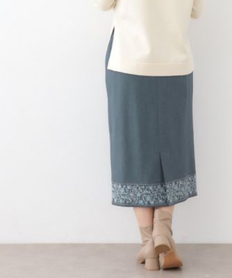 裾刺繍ストレートスカート（2002383776） | LAURA ASHLEY