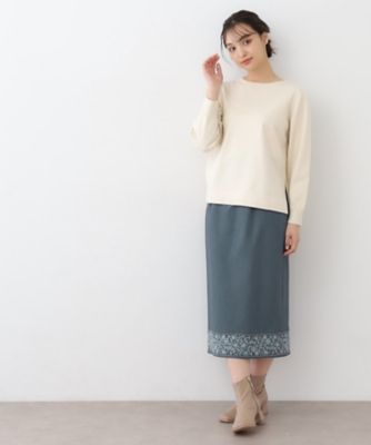 裾刺繍ストレートスカート（2002383776） | LAURA ASHLEY