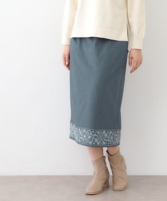 裾刺繍ストレートスカート（2002383776） | LAURA ASHLEY