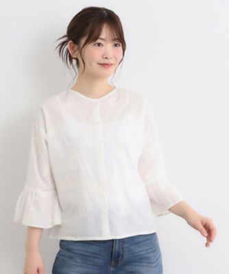 【コットン１００％／刺繍入り／羽織に使える】バルビー　ブルームス柄　ブラウス（２００２３８３７８５）