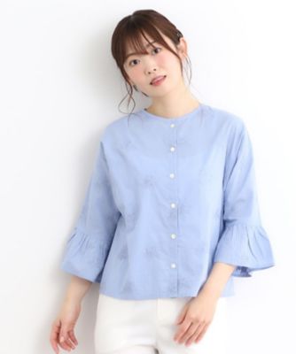 【コットン１００％／刺繍入り／羽織に使える】バルビー　ブルームス柄　ブラウス（２００２３８３７８５）