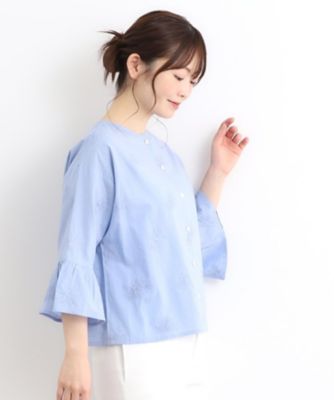 【コットン１００％／刺繍入り／羽織に使える】バルビー　ブルームス柄　ブラウス（２００２３８３７８５）