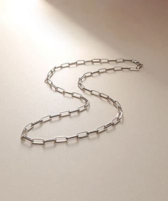 ＜COCOSHNIK (Women)＞プラチナ　中空プリムケーブルチェーン　ネックレス（ＸＬ）（２００２３８４２３６）