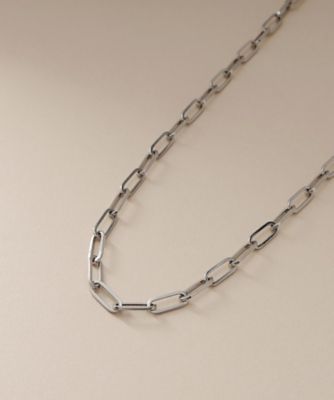 プラチナ 中空プリムケーブルチェーン ネックレス（XL