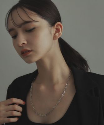 プラチナ 中空プリムケーブルチェーン ネックレス（XL