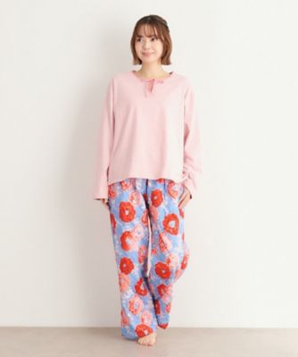 ＜LAURA ASHLEY＞ブリガム　パッチワーク柄／カームスデン　ポピー柄　キルトパンツ＆長袖Ｔシャツ（２００２３８５１４０）