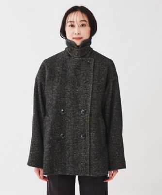 日本製／ゆったり】ミドル丈へリンボンPコート
