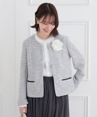 ＜SHOO LA RUE (Women)＞【Ｓ－３Ｌ】セレモニーからデイリーにも　軽くて柔らかくて着心地の良い　カットツイードジャケット（２００２３８５９６０）