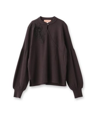 SS～Lサイズ展開／ケミカルレース】マオカラーニット