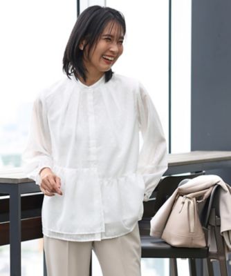 ＜THE SHOP TK (Women)＞【ＯＮＯＦＦ活躍／セレモニー／通勤】カットジャカードペプラムブラウス／洗える（２００２３８８９１４）