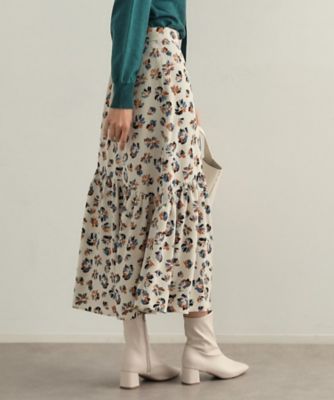 NOZOMI ISHIGURO フラワープリント フレアスカート　13ss フラワープリントフレアスカート【洗濯機洗い可