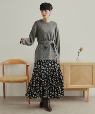 フラワープリントフレアスカート【洗濯機洗い可