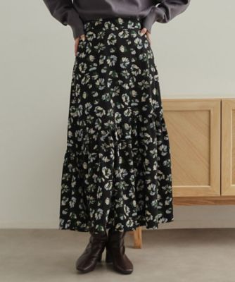 【SALE】OPAQUE.CLIP (Women)/オペークドットクリップ フラワープリントフレアスカート(2002389412) クロ119 ロングスカート【三越伊勢丹/公式】