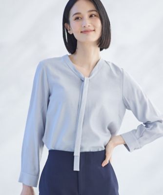 春ＳＡＬＥ！【洗える】ストライプドビー　ボウタイブラウス（２００２３９７３３９）