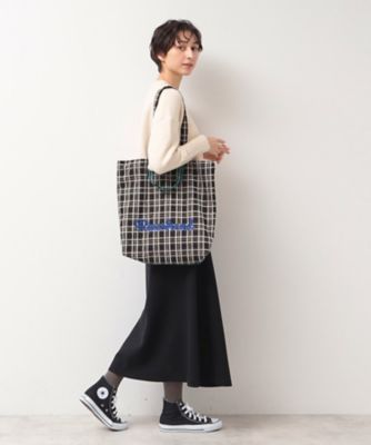 軽量・2WAY・A4サイズ可】刺繍チェックトート