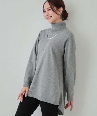 SHOO LA RUE (Women)/シューラルー 【洗える/S-LL/体型カバー】もちもちっとしたタッチが心地よい タートルチュニックニット(2002397478)