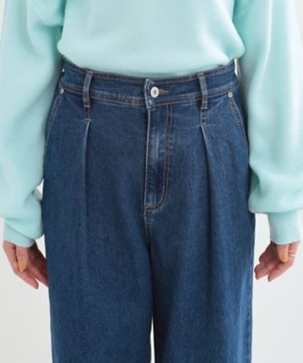後ろウエストゴムが楽　大人のタックワイド　デニムパンツ（２００２３９７５２９）