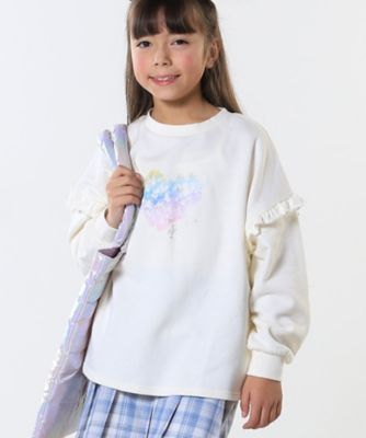 【１３０－１５０ｃｍ／洗える／姉妹リンク可】お袖フリルがアクセント　アソートプリントスウェット（２００２３９７５５４）