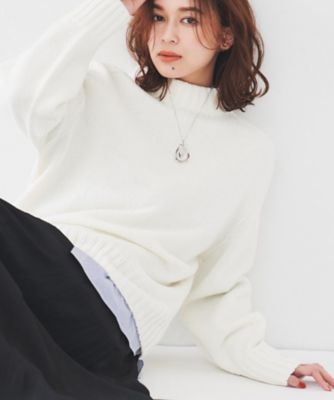 ＜UNTITLED L (Women/大きいサイズ)＞【洗える】ミドルゲージ　モックネックニット（２００２３９７６９７）