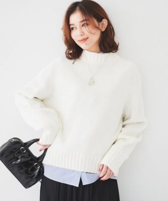 洗える】ミドルゲージ モックネックニット（2002397697