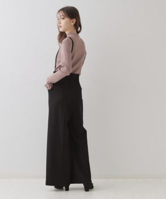 【華奢見せが叶う】サス付き裏起毛ジョーゼットワイドパンツ（２００２３９７８３４）