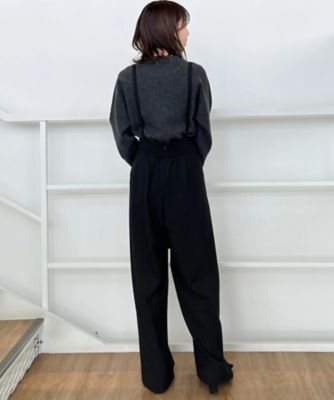 【華奢見せが叶う】サス付き裏起毛ジョーゼットワイドパンツ（２００２３９７８３４）