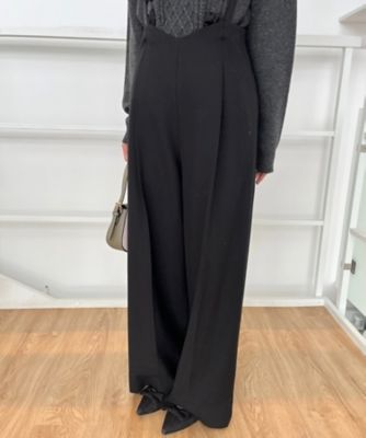 【華奢見せが叶う】サス付き裏起毛ジョーゼットワイドパンツ（２００２３９７８３４）