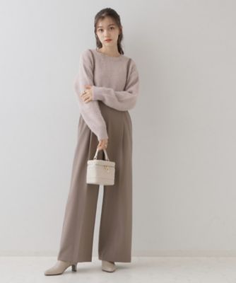 【華奢見せが叶う】サス付き裏起毛ジョーゼットワイドパンツ（２００２３９７８３４）