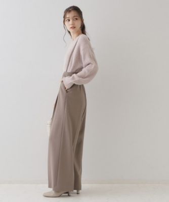 【華奢見せが叶う】サス付き裏起毛ジョーゼットワイドパンツ（２００２３９７８３４）