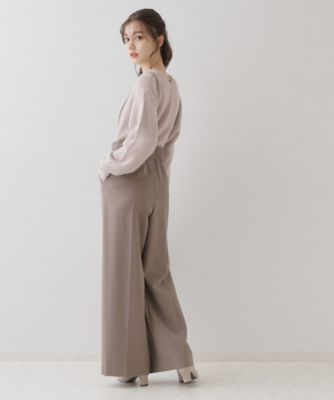 【華奢見せが叶う】サス付き裏起毛ジョーゼットワイドパンツ（２００２３９７８３４）