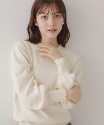 ＜COUTURE BROOCH (Women)＞【プチプラ・もちもちな肌触り】スカラリブデザインパフニット（２００２３９７８３６）