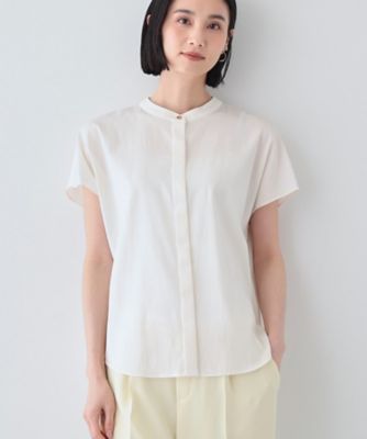 ＜INDIVI S (Women/小さいサイズ)＞【洗える／ＳＥＴＵＰ可能／ＵＶケア／接触冷感／日本製】バンドカラー半袖ブラウス（２００２３９８０９２）