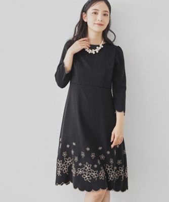 ＜SUNAUNA (Women)＞【裾刺繍／ＳＳ～Ｌ展開】フィット＆フレアワンピース（２００２４０４５７６）