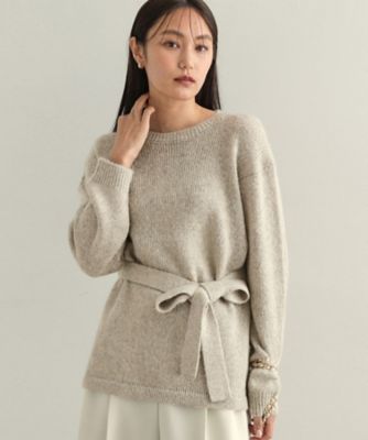 ＜OPAQUE.CLIP (Women)＞ウエストベルト付きヘアリーラメニット【洗濯機洗い可】（２００２４０４６０９）