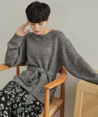 【SALE】OPAQUE.CLIP (Women)/オペークドットクリップ ウエストベルト付きヘアリーラメニット(2002404609) グレー614 トップス【三越伊勢丹/公式】