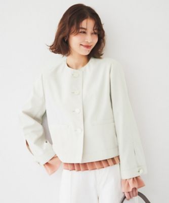 ＜UNTITLED (Women)＞【きれいめ／春の軽羽織り】コットンライク　クルーネックジャケット（２００２４０５０３４）